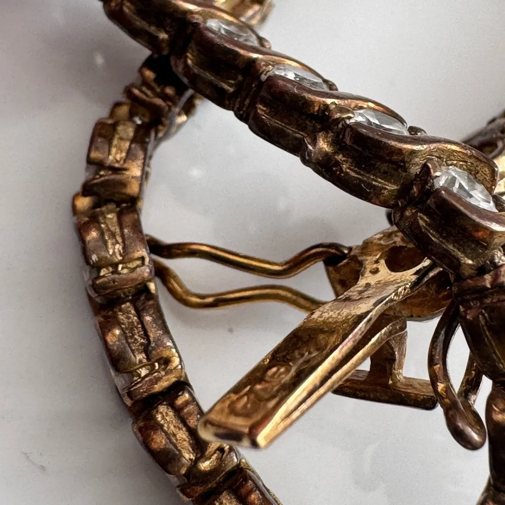 Vintage 925 Gold Plated CZ Wave Tennis Bracelet 7.25 7 1/4 Inches Cubic Zirconia - Picture 11 of 13